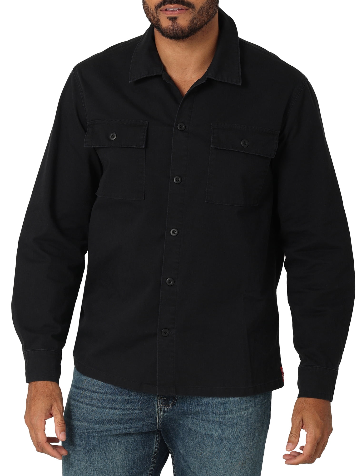 Amazon.com: COOFANDY Mens Casual Cotton Denim Shirts Long Sleeve Stretch  Button-Down Overshirt Two-Pocket Shirt Jacket (Black S) : Clothing, Shoes &  Jewelry